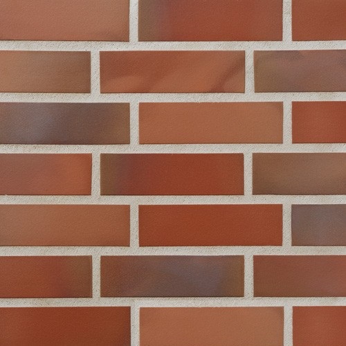Плитка фасадная клинкерная Stroeher KERAVETTE CHROMATIC и FLAME E 345 naturrot bunt гладкая неглазурованная NF11, 240x71x11