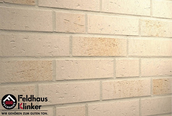 Плитка фасадная клинкерная Feldhaus Klinker R757NF14 Vascu perla linara  рельефная, 240x71x14