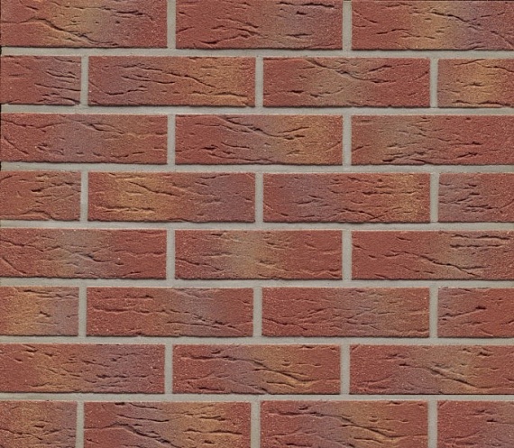 Плитка фасадная клинкерная Feldhaus Klinker R335NF14 Carmesi antic mana рельефная, 240x71x14
