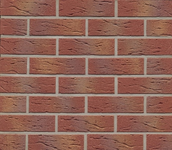 Плитка фасадная клинкерная Feldhaus Klinker R332NF14 Carmesi multi mana рельефная, 240x71x14