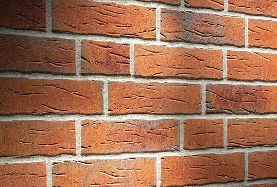 Плитка фасадная клинкерная Feldhaus Klinker R687NF14 Sintra terracotta linguro рельефная, 240x71x14