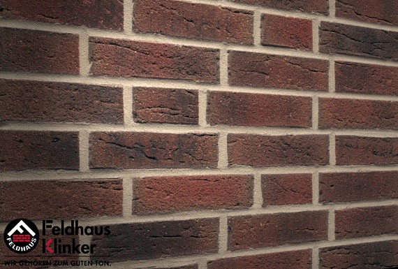 Плитка фасадная клинкерная Feldhaus Klinker R685NF14 Sintra carmesi nelino рельефная, 240x71x14