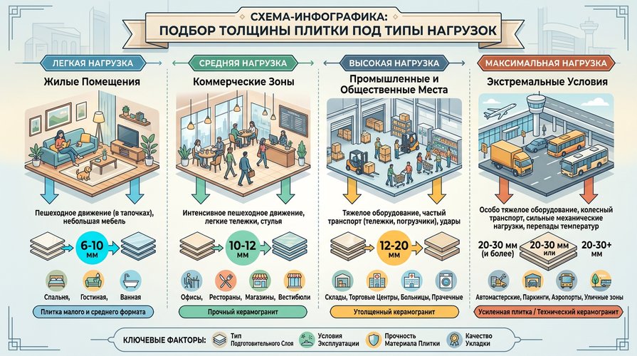 Подбор толщины тротуарной плитки в зависимости от нагрузки