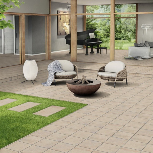  Клинкерная напольная плитка крупный формат Stroeher Gravel Blend 960 beige, 594x294x10