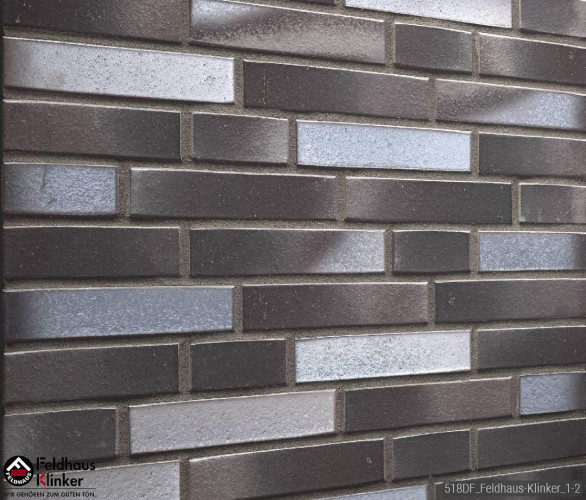 Клинкерный кирпич FELDHAUS KLINKER K518DF Geo Platinum Liso
