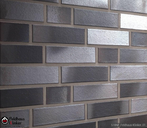 Клинкерный кирпич FELDHAUS KLINKER K518DF Geo Platinum Liso