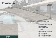 Ступень прямоугольная Exagres recto 120 big Provenza Grigio, 1200х330x30