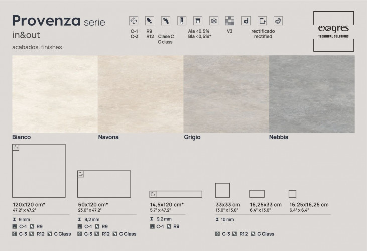 Ступень прямоугольная Exagres recto 120 big Provenza Nebbia, 1200х330x30