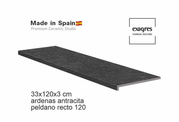 Ступень прямоугольная Exagres recto 120 big Ardenas Antracita, 1200х330x30