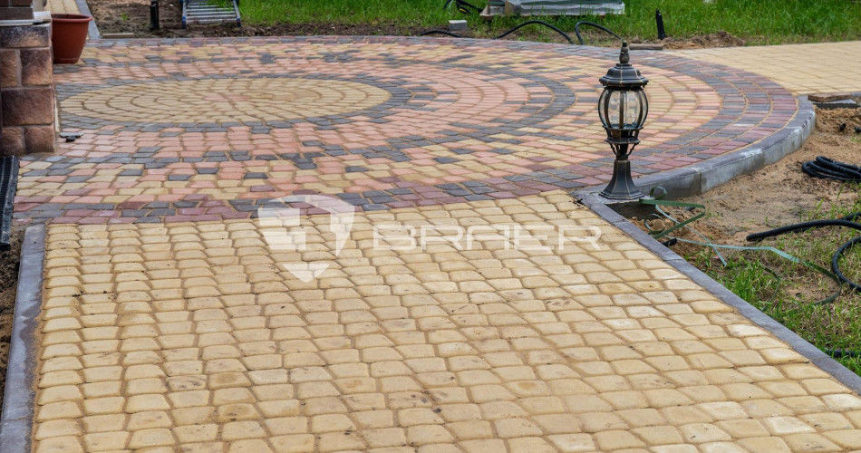 Тротуарная плитка БРАЕР Классико круговая, винная, h60