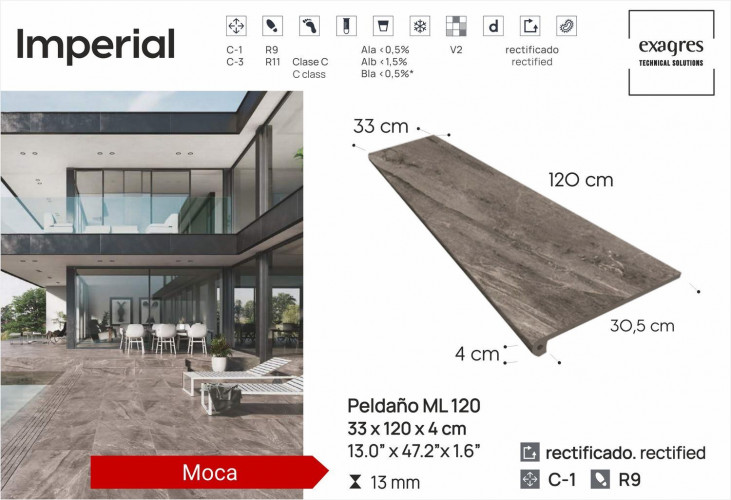 Ступень флорентинер Exagres 120 big Imperial Moca, 1200х330x40