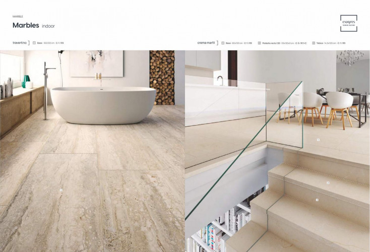 Ступень прямоугольная Exagres recto 120 big Marbles Travertino, 1200х330x30