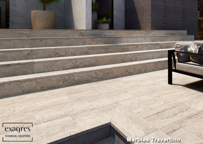 Ступень прямоугольная Exagres recto 120 big Marbles Travertino, 1200х330x30