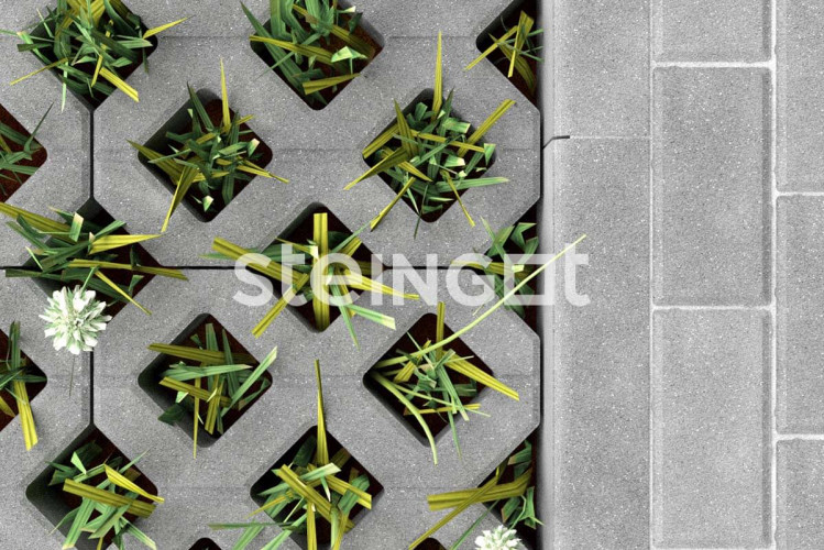 Тротуарная плитка Steingot Газонная решетка Серая 100 мм