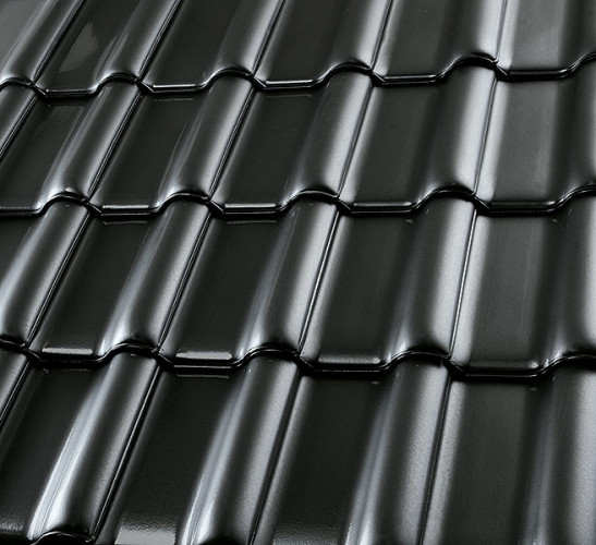 Крупноформатная низкопрофильная черепица FLANDERNPLUS, оттенок Basalt (Базальт)